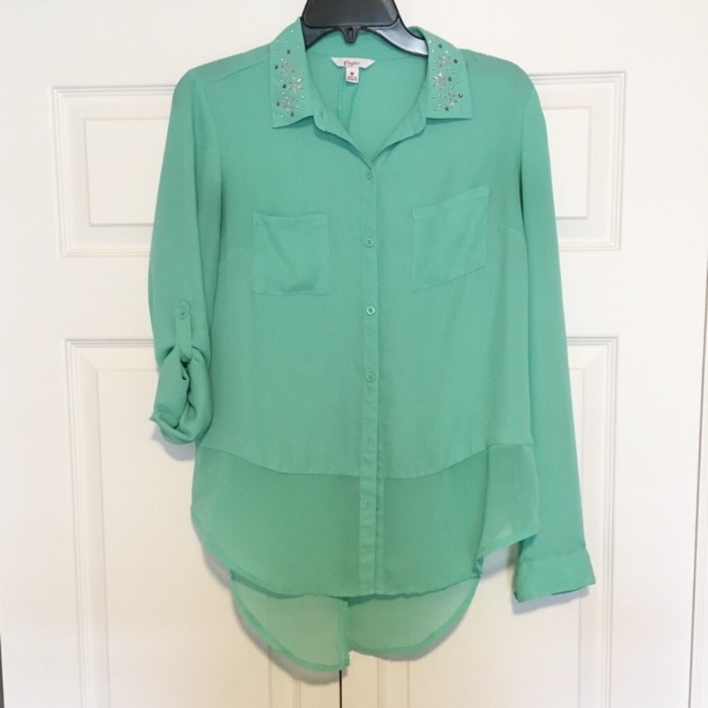 Candies Button Down Blouse Rhinestones